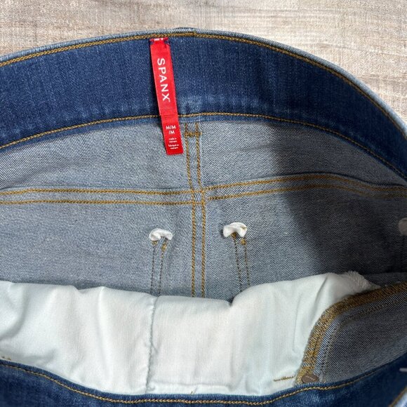 SPANX Denim Flare Leg Blue Jeans Woman High Waist Size M x 31" - Picture 10 of 12